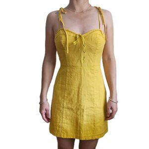 Forever 21 Yellow Sleek Linen Summer Dress